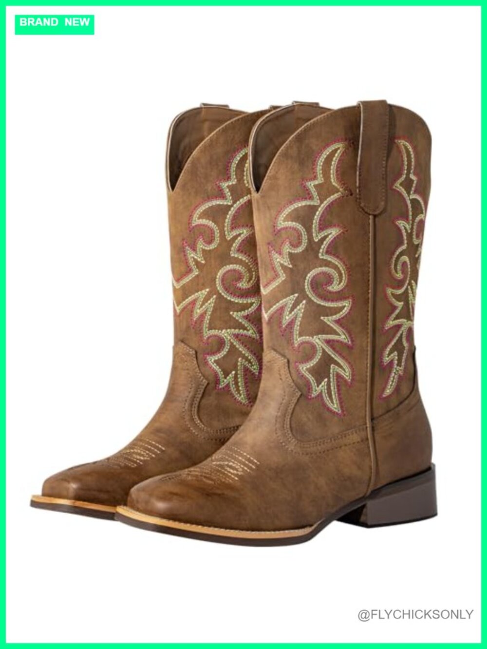 SheSole Women's Extra Wide Calf Cowboy Boots Square Toe Faux Leather